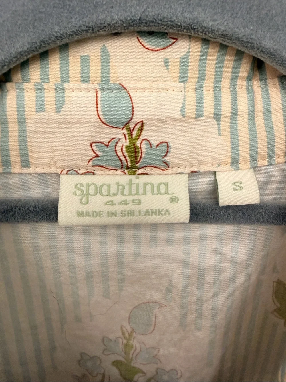 Spartina 449 Cream and Olive Green Floral Button-Front Shirt Dress